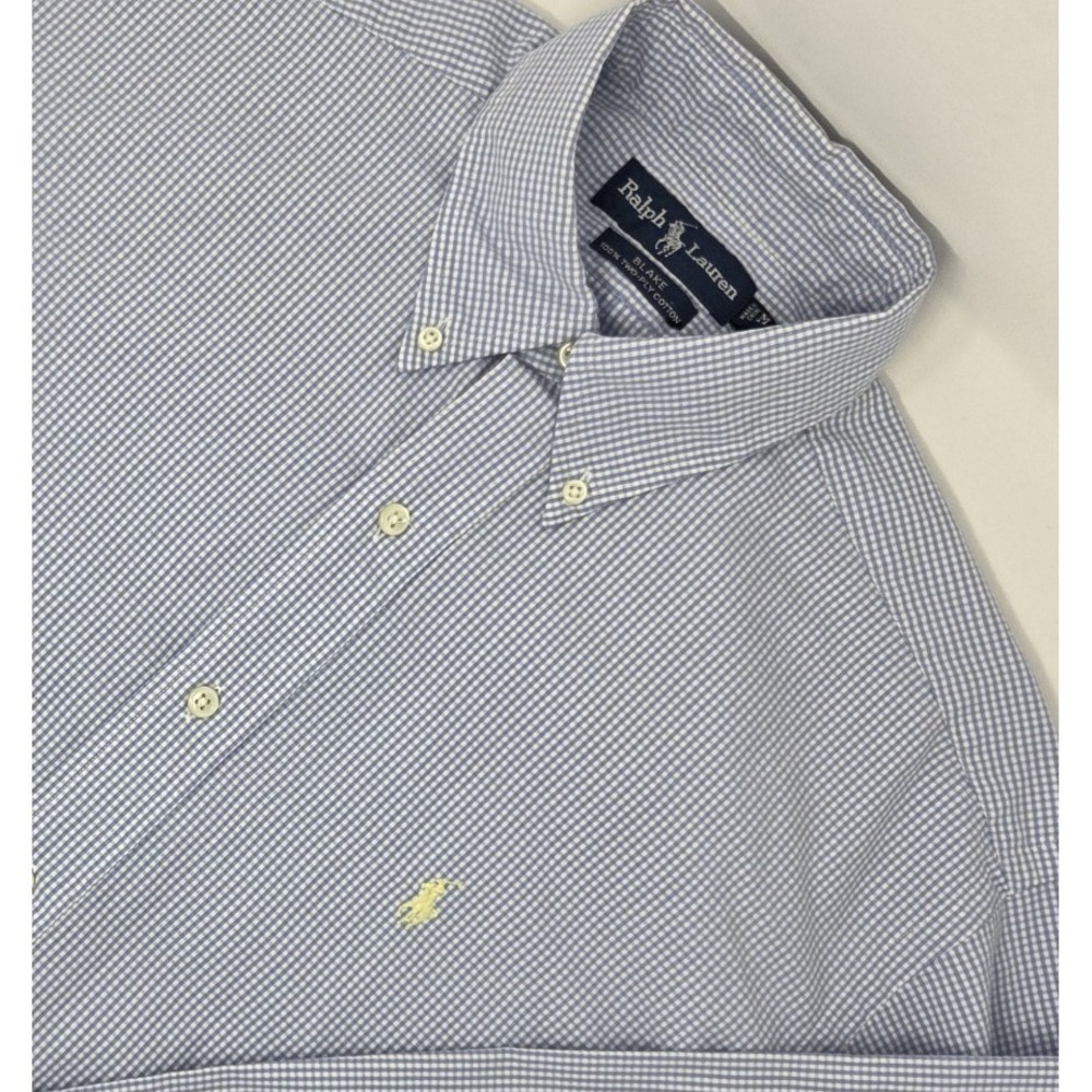 Polo Ralph Lauren Blake Button Down L/S Shirt Mens Medium Blue Gingham Check VTG